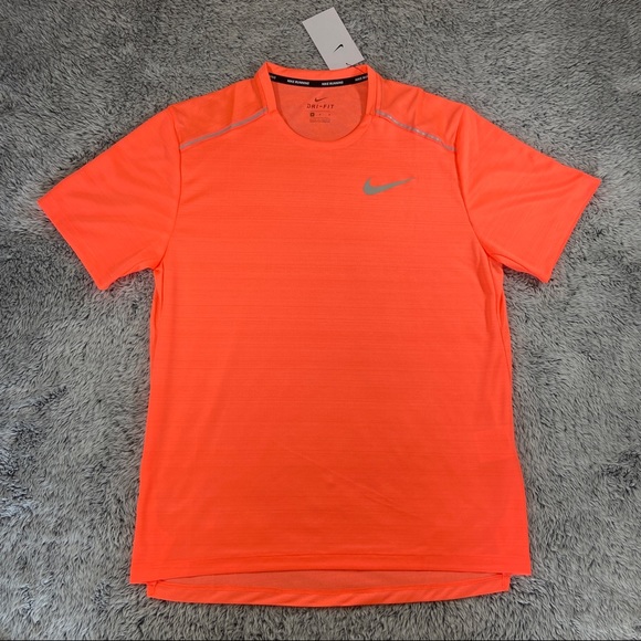 Nike Dri-Fit Miler Men's Running Shirt 'Bright Mango' Size Large - Picture 1 of 6